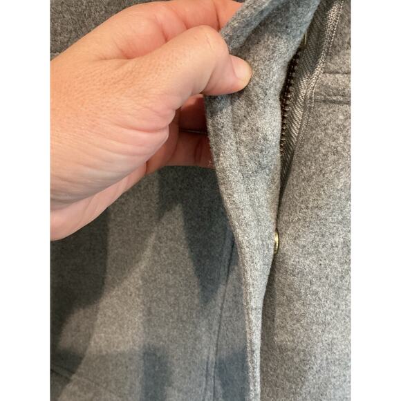 J.CREW Vail Faux Fur Parka Coat Size 2 Hooded Peacoat Grey Classic Preppy Twee - Picture 9 of 11